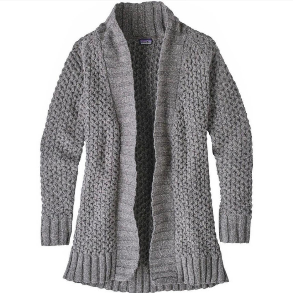 Patagonia Cardigan Sweater‎ Off Country Waffle Knit Gray XS